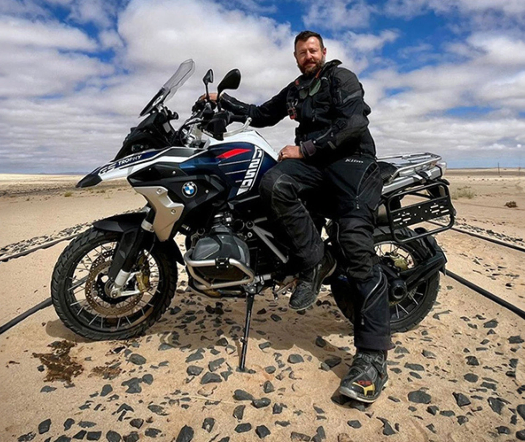 Adv Bike Co. owner Henk Kotzee on his BMW adventure motorcycle.